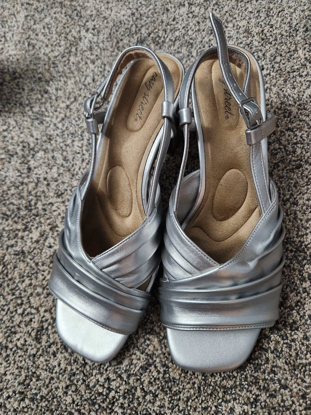 easy street Metallic Silver Slingback Sandals